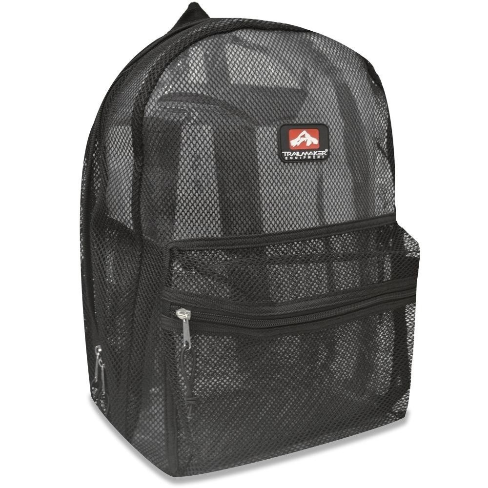 Trailmaker Backpack Transparent Mesh Black School Padded Straps 17" x 13"